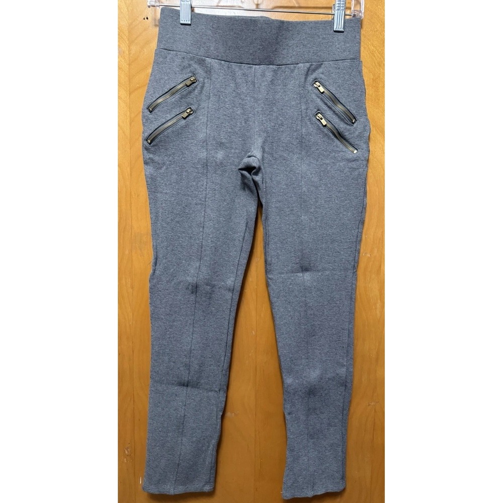Ci‎ Sono Womens Straight Fit Stretch Pants Gold Double Zip Accent Gray Sz M - Picture 3 of 8
